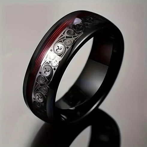 Men's Women's 8mm Tungsten Guitar String Spiral Pattern Comfort-Fit Wedding Band